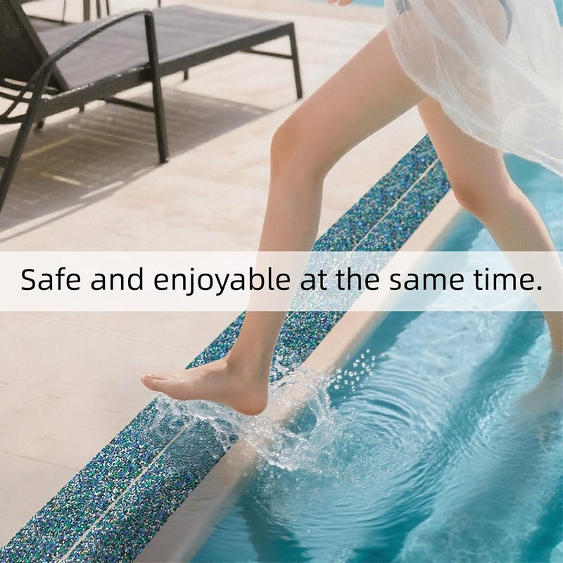 QILIMA Pool Anti Slip Tape Waterproof 4" x 15ft -Blue, Outdoor/Indoor Waterproof, Traction Stair Strips for Outdoor Steps, Non Skid Rubber Grip Tape for Trails, Bathroom, Shower - Image 4